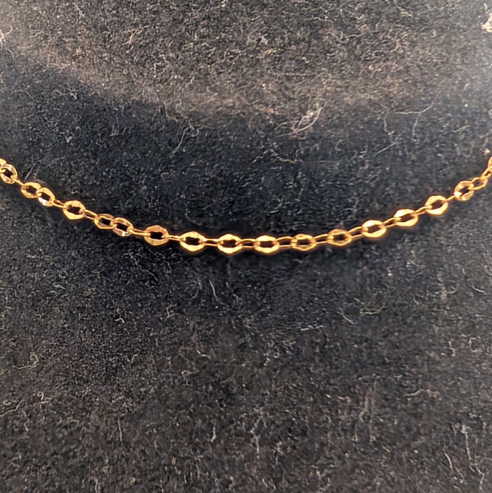 14k Diamond Cut Anchor Link Necklace 16 inch - New